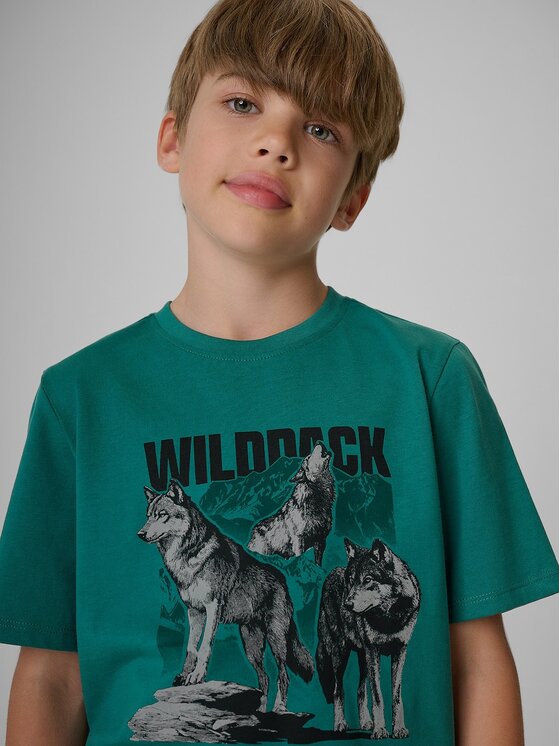 4F 4F T-Shirt 4FJKAW26TTSHM4455-46S Zielony Regular Fit
