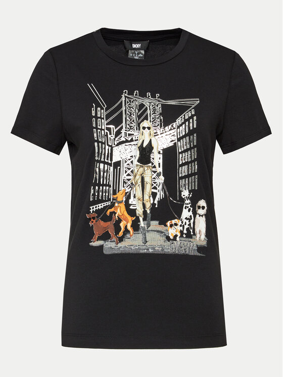 DKNY DKNY Тишърт P4DHSWNA Черен Regular Fit