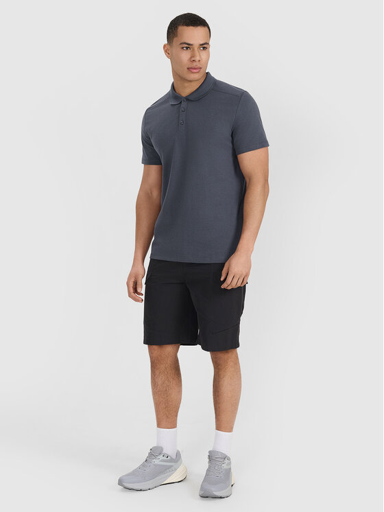 4F 4F Polo MIDSHOP TEXTILE Szary ciemny Regular Fit