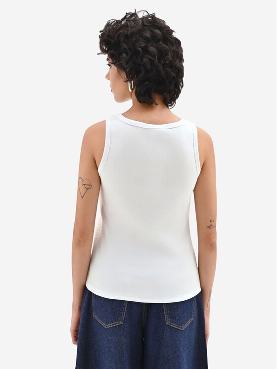 Rinascimento Rinascimento Top Canotta con paillettes all over Bianco Regular Fit