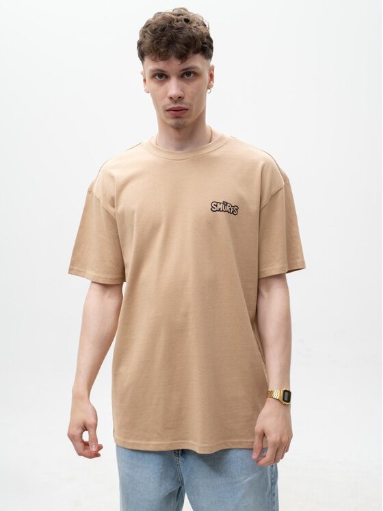 Smerfy Smerfy T-Shirt Szeroka Luźna Gargamel 128801 Beżowy Oversize
