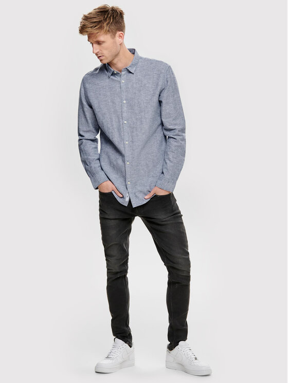 Only & Sons Only & Sons Srajca Caiden 22012321 Modra Slim Fit