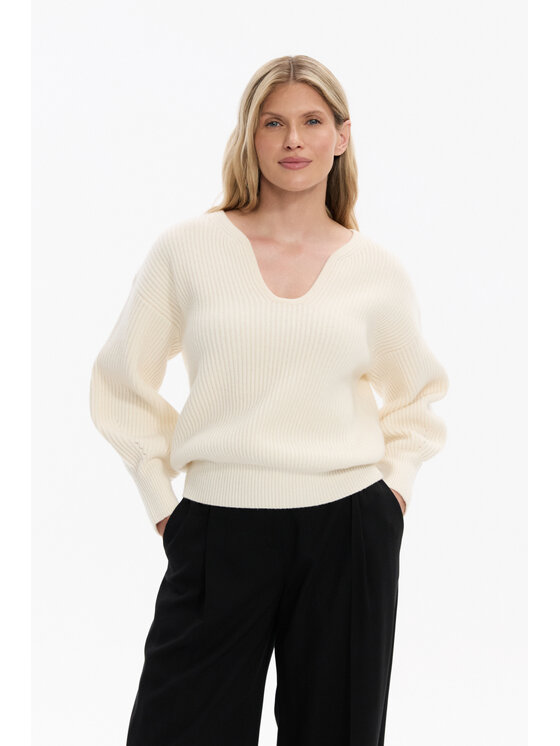 Deni Cler Milano Deni Cler Milano Sweter T-DC-S461-F5-90-11-1 Kremowy Loose Fit