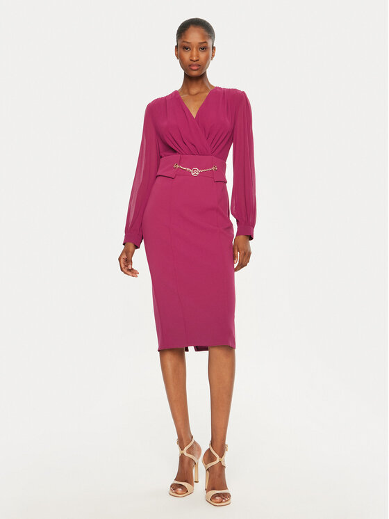 Rinascimento Rinascimento Rochie cocktail CFC0120006003 Vișiniu Regular Fit