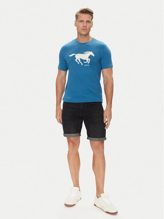 Mustang Mustang T-Shirt Austin 1016483 Niebieski Regular Fit