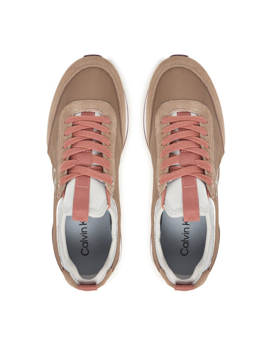 Calvin Klein Calvin Klein Sneakersy Retro Runner Sock Laceup Mix Mat YW0YW02060 Brązowy