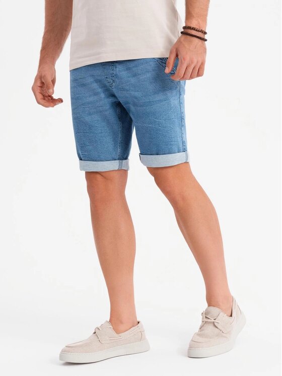 Ombre Ombre Szorty jeansowe OM-SRDS-0161 Niebieski Regular Fit