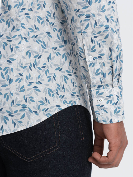 Ombre Ombre Koszula OM-SHPS-0163 Niebieski Slim Fit
