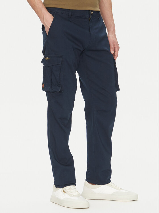 Aeronautica Militare Aeronautica Militare Medžiaginės kelnės 251PA1658CT3511 Tamsiai mėlyna Regular Fit
