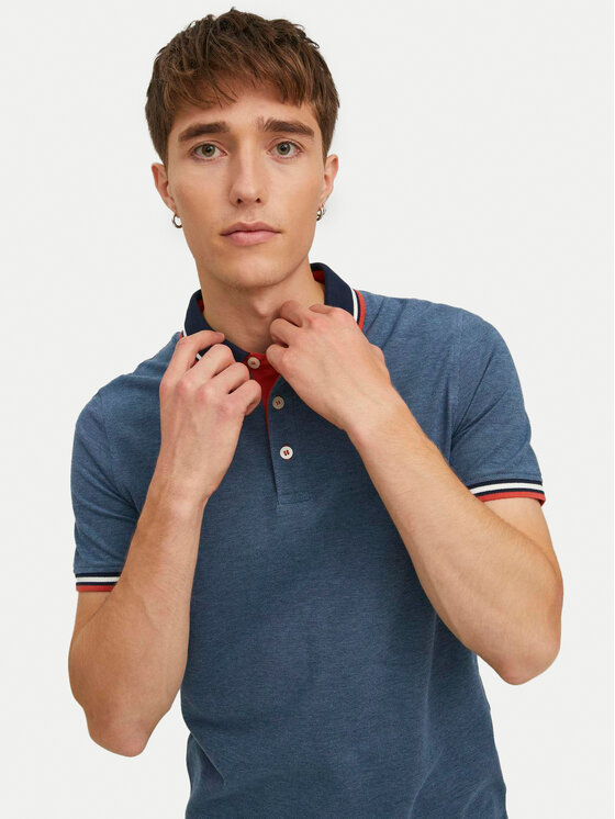Jack & Jones Jack & Jones Polo Paulos 12136668 Niebieski Slim Fit