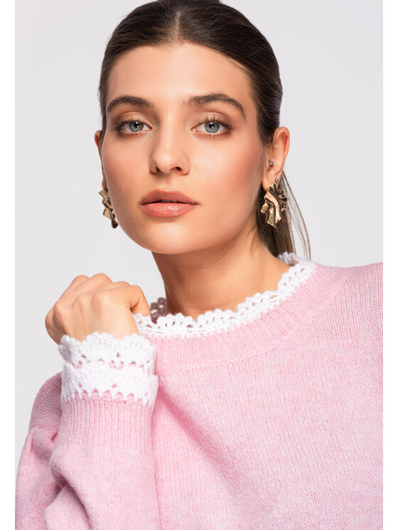 Ombre Ombre Sweter OW-SWSW-0105 Różowy Regular Fit