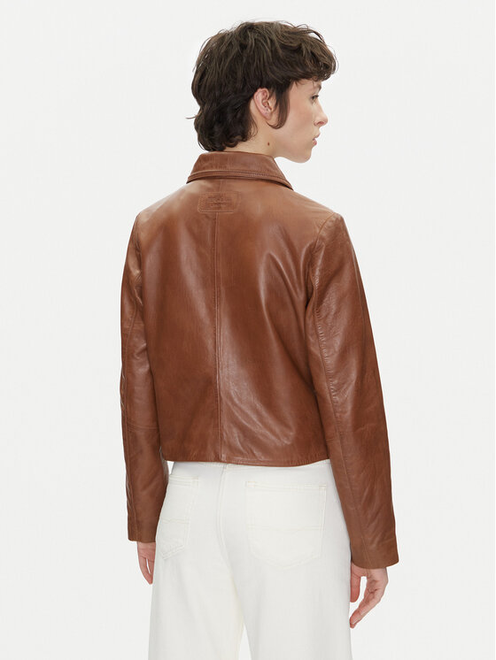 Pepe Jeans Pepe Jeans Nahkjope Hillary PL402542 Pruun Regular Fit