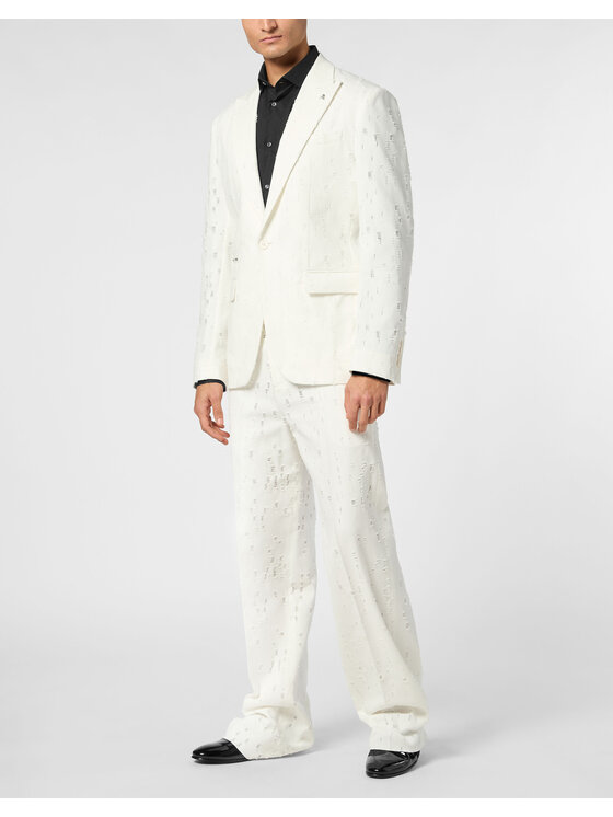 PHILIPP PLEIN PHILIPP PLEIN Marynarka 23179 Biały Regular Fit
