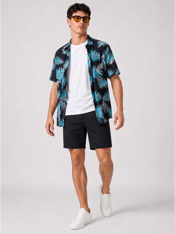 MyStars MyStars Koszula Hawaii Na lato wakacje urlop 132129 Czarny Relaxed Fit