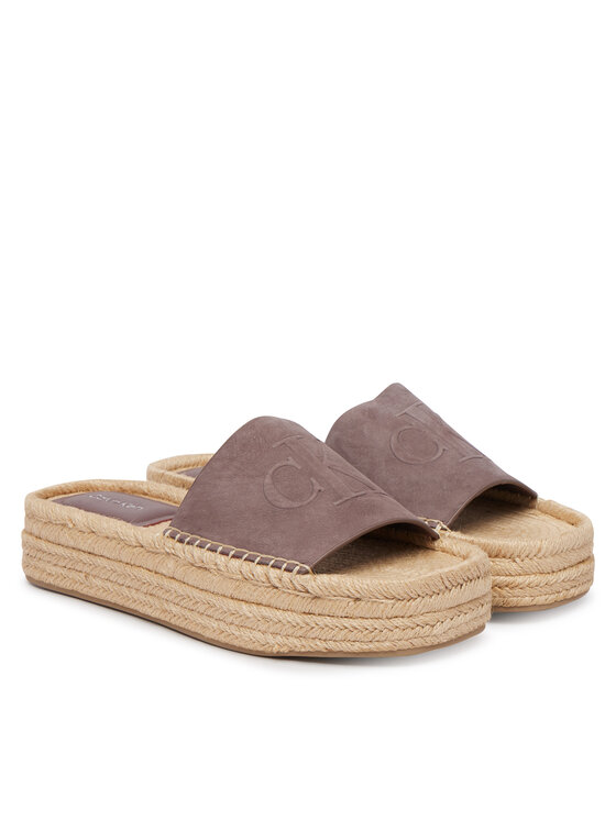 Calvin Klein Calvin Klein Espadrilky Flatf Espa Mule Nub Mg HW0HW02890 Hnedá