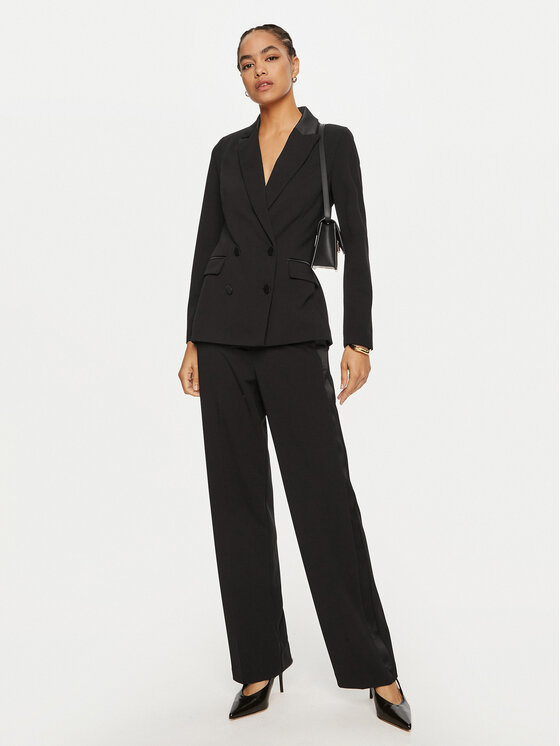 ViCOLO ViCOLO Kalhoty z materiálu TS0207 Černá Regular Fit