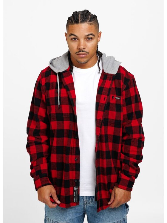 PITBULL Męska Koszula, rozmiar S, Czerwona, Woodson