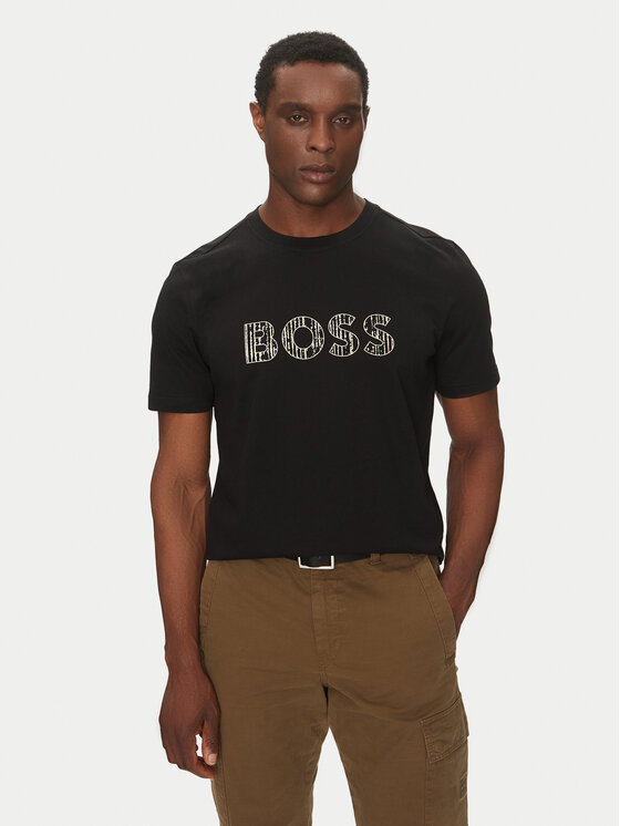 BOSS Tričko Te_Logotexture 50534923 Čierna Regular Fit