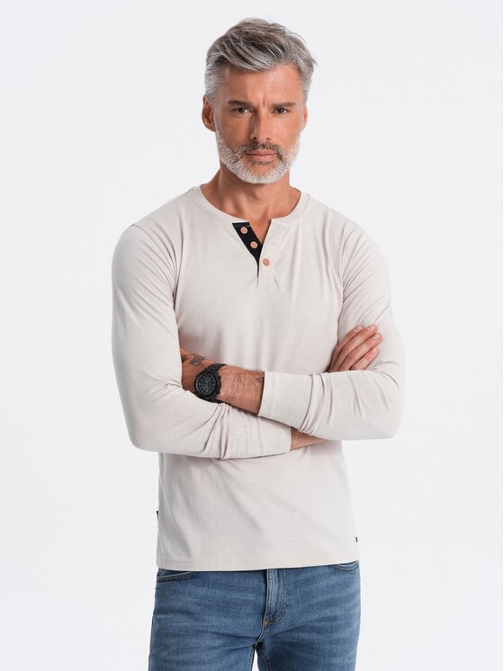 Ombre Ombre Longsleeve OM-LSCL-0107 Szary Fitting Fit