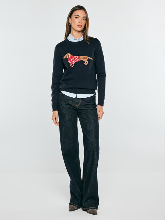 BIG STAR BIG STAR Sweter KAJKA Granatowy Basic Fit