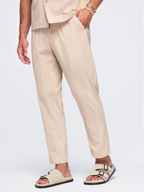 Ombre Ombre Spodnie materiałowe OM-PACP-0312 Brązowy Regular Fit