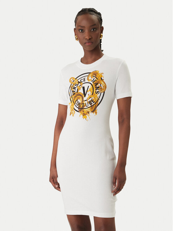Versace Jeans Couture Rochie de zi 80HAOE01 CJ02E Alb Slim Fit