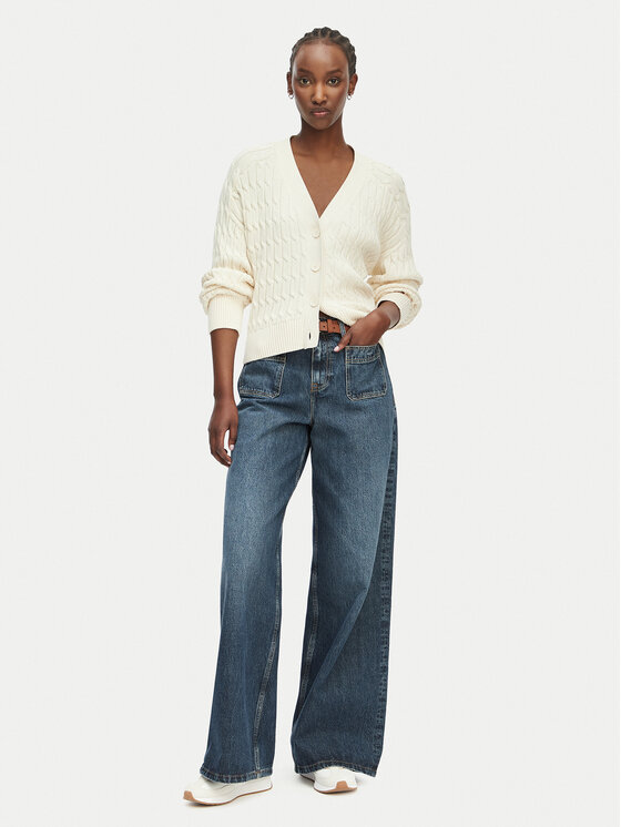 Tommy Hilfiger Tommy Hilfiger Kardiganas WW0WW50078 Kreminė Relaxed Fit