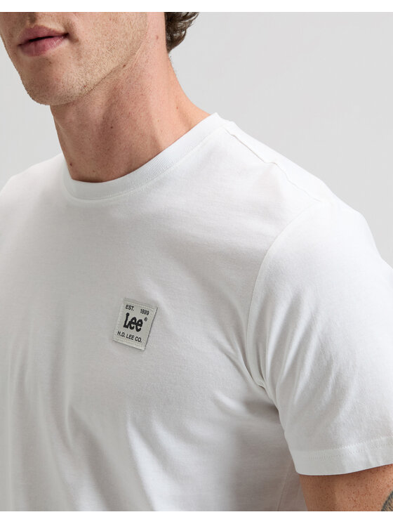 Lee Lee T-Shirt WOVEN LABEL TEE Biały Regular Fit