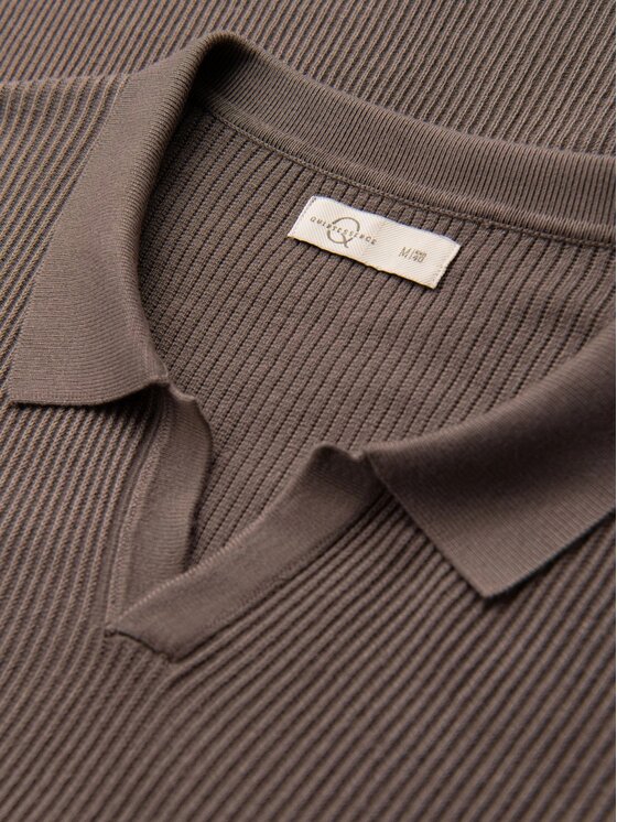 Ombre Ombre Polo OM-POSS-0160 Brązowy Regular Fit