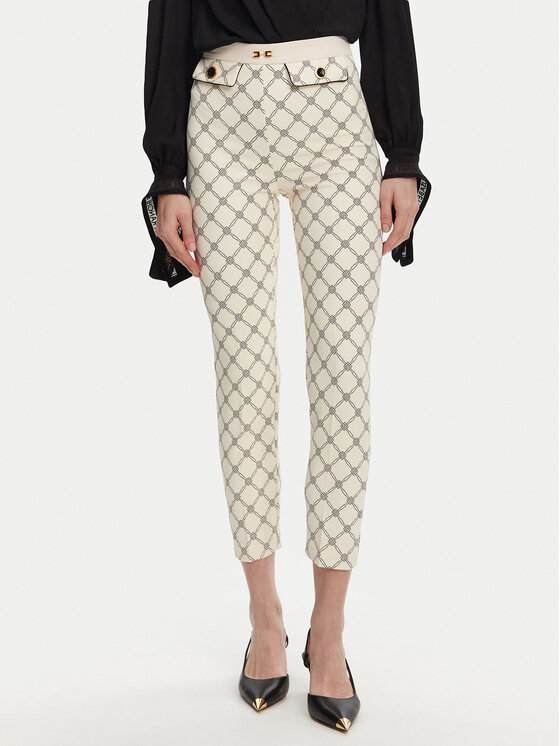 Elisabetta Franchi Elisabetta Franchi Hlače iz tkanine PA-S71-51E2 Écru Regular Fit