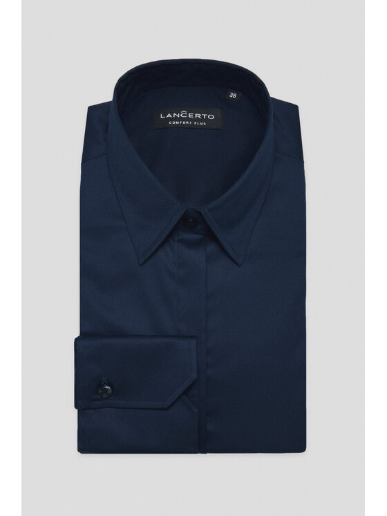 Lancerto Lancerto Koszula Koszula Damska Granatowa z Bawełną Arwen Oversize KO073224000064 Granatowy Oversize