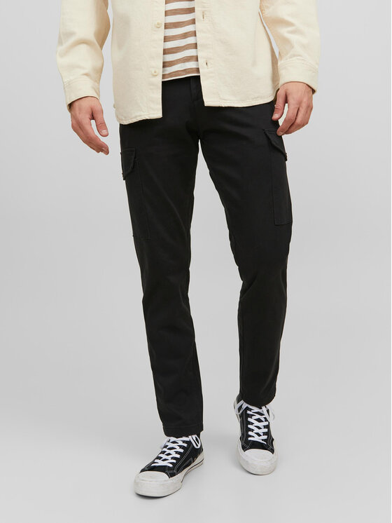Férfi Szövet nadrág Jack&Jones, Méret: 31/34, Fekete, Ollie 12224001