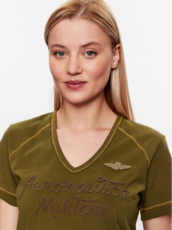 Aeronautica Militare Aeronautica Militare T-Shirt 231TS2094DJ598 Zielony Regular Fit