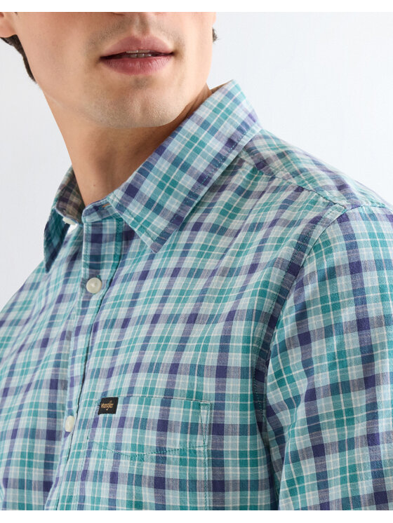 Wrangler Wrangler Koszula SS 1 PKT SHIRT Niebieski Regular Fit