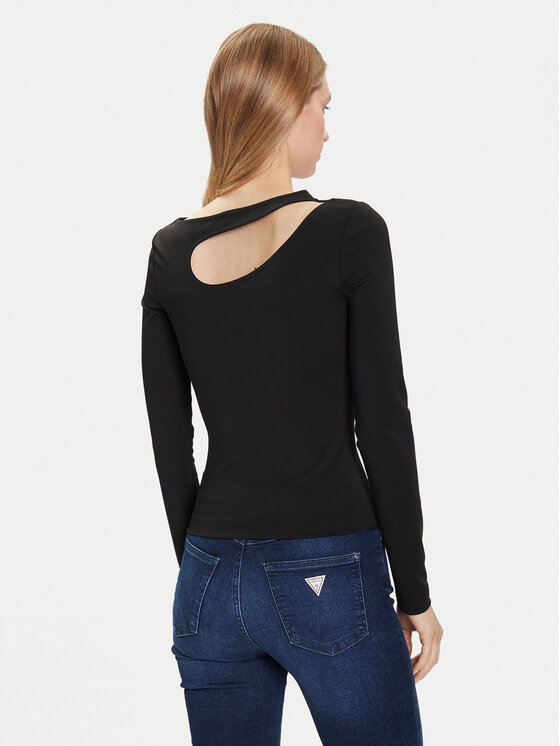 Guess Guess Blúz W5BP18 KC7M2 Fekete Slim Fit
