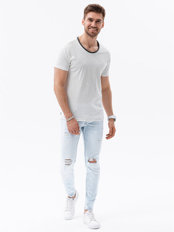Ombre Ombre T-Shirt OM-TSCT-22SS-004 Biały Regular Fit