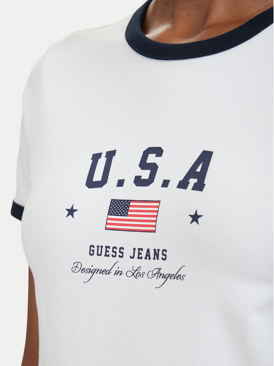 Guess Jeans Guess Jeans T-Shirt W6YI16 K3995 Bílá Slim Fit
