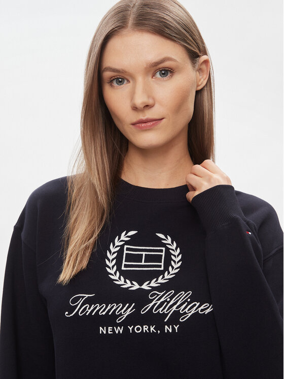 Tommy Hilfiger Tommy Hilfiger Pulóver Flag Script WW0WW41758 Sötétkék Regular Fit