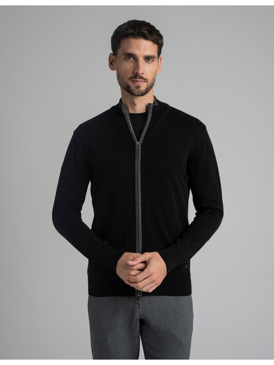 Borgio Borgio Kardigan casazza_c Czarny Slim Fit