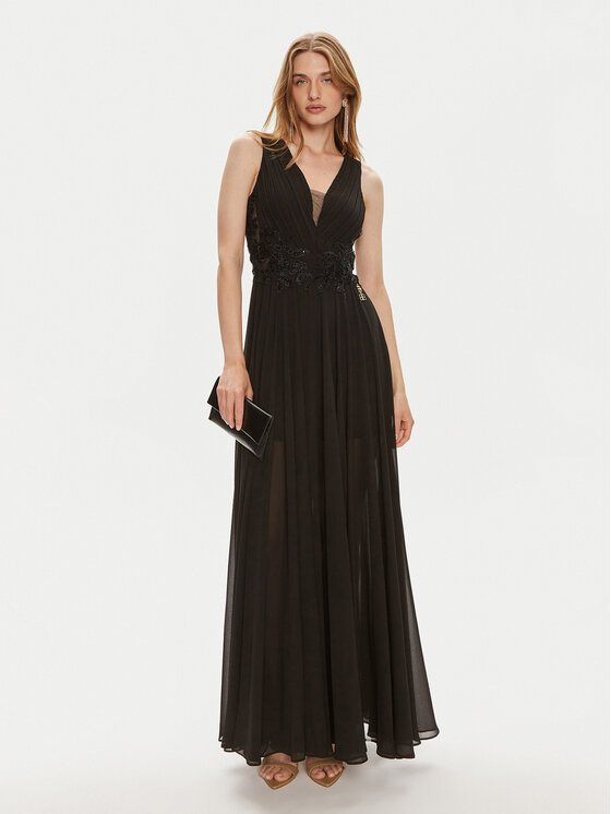 Fracomina Fracomina Estélyi ruha FQ24SD3027W41201 Fekete Slim Fit