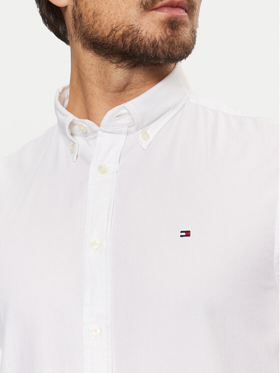 Tommy Hilfiger Tommy Hilfiger Koszula Flex Dobby MW0MW37578 Biały Slim Fit
