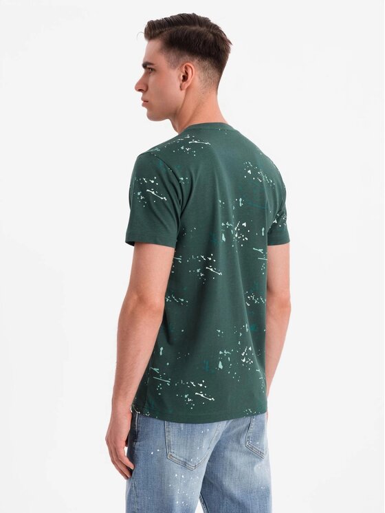 Ombre Ombre T-Shirt OM-TSFP-0187 Zielony Regular Fit