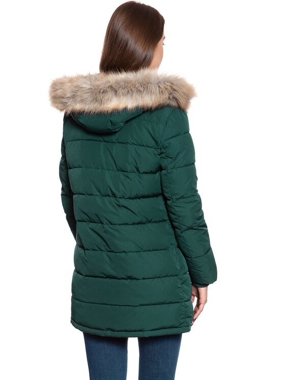 Wrangler Wrangler Kurtka damska LONG PUFFER Zielony Slim Fit