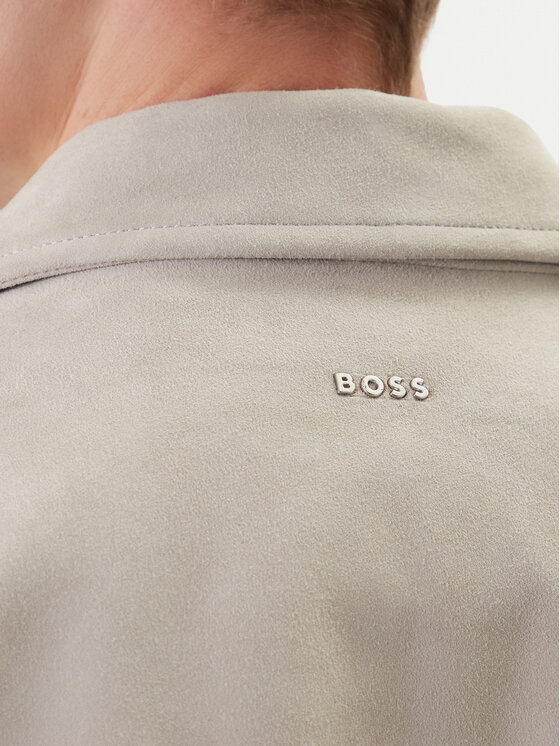 BOSS BOSS Kožená bunda Johot 50552130 Sivá Regular Fit