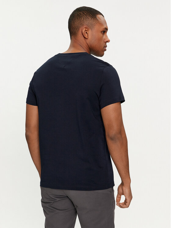Tommy Hilfiger Tommy Hilfiger T-krekls Stripe Chest MW0MW34428 Tumši zils Slim Fit