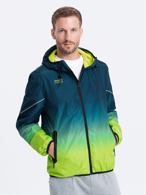 Ombre Ombre Kurtka przejściowa OM-JANP-0105 Turkusowy Regular Fit