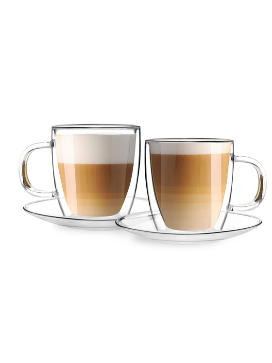 Vialli Design Vialli Design Komplet filiżanek KOMPLET 2 FILIŻANEK ZE SPODKAMI 250ML AMO 7565 Przezroczysty