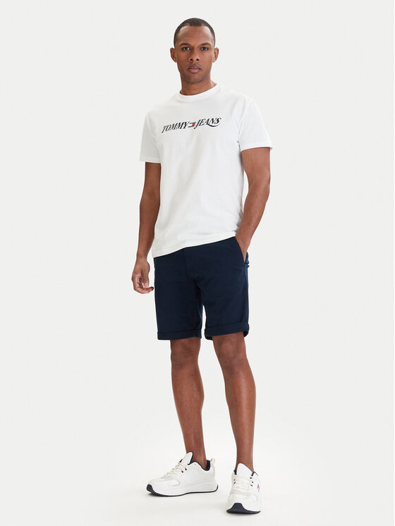 Tommy Jeans Tommy Jeans Bavlnené šortky Scanton DM0DM22852 Tmavomodrá Slim Fit