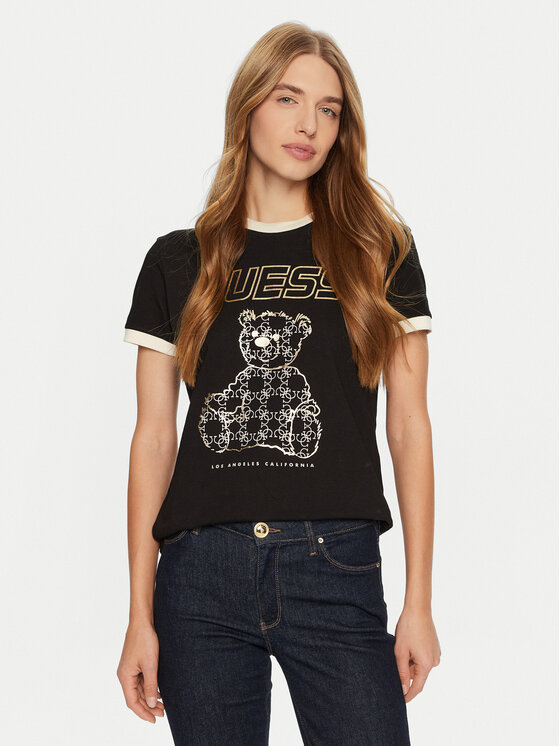 Guess Guess T-shirt V4BI02 K8FQ4 Crna Regular Fit