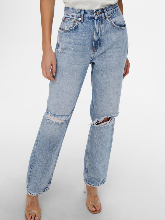 ONLY ONLY Blugi Robyn 15250328 Albastru Straight Fit